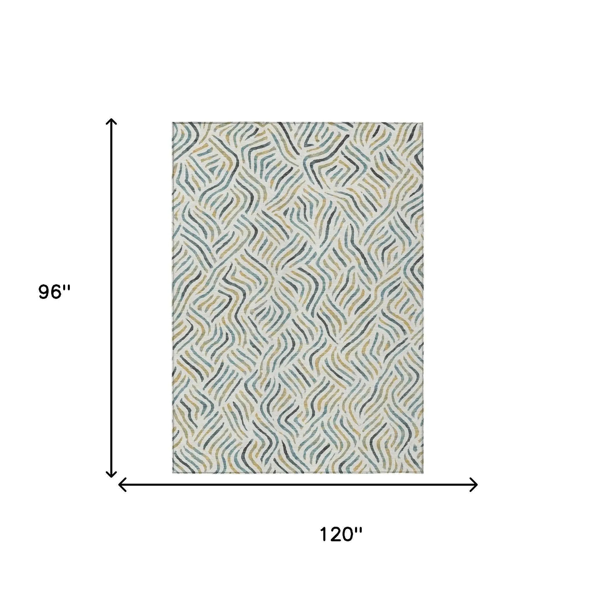 8' X 10' Ivory And Gold Abstract Washable Indoor Outdoor Area Rug Homeroots Outdoor