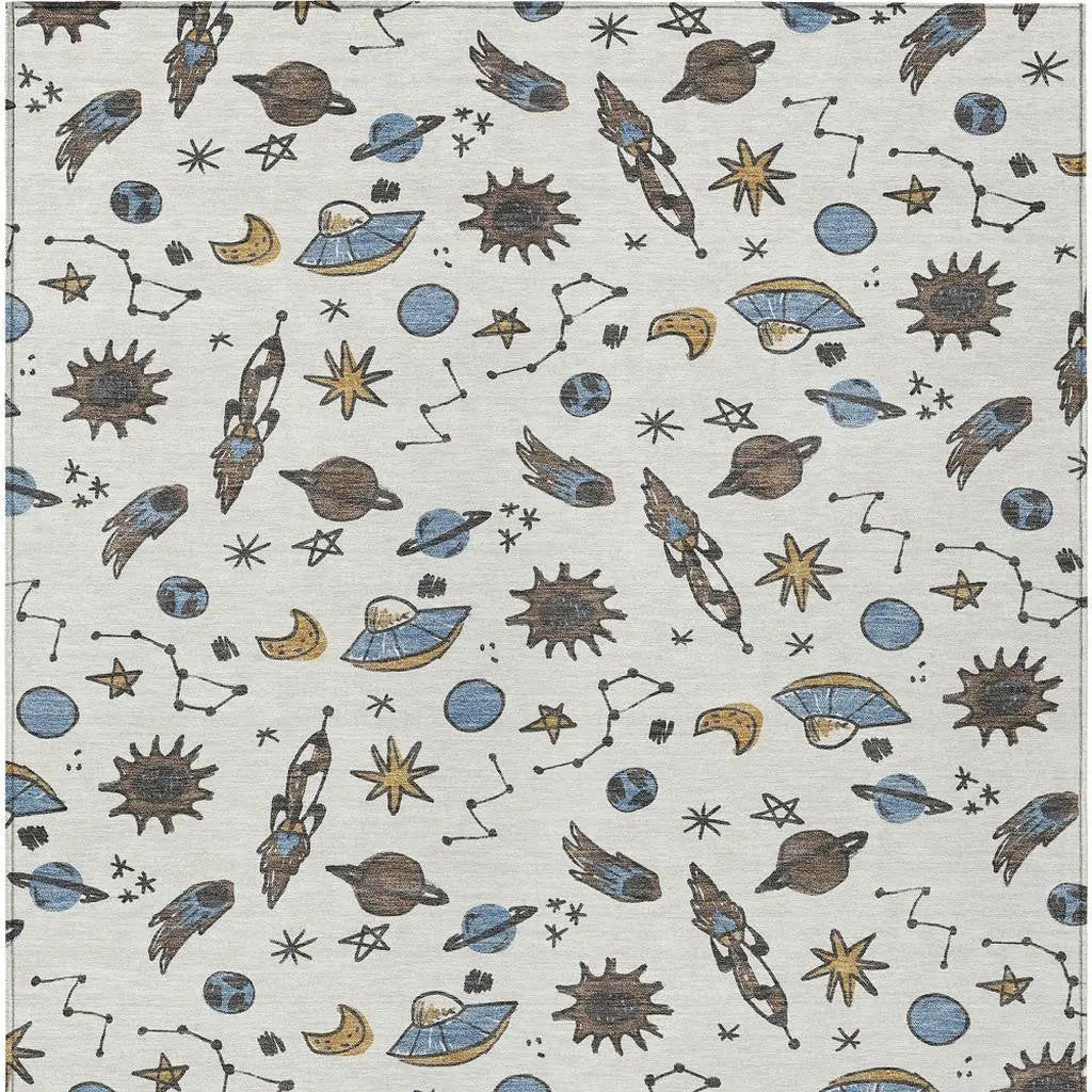 8' X 10' Ivory And Gold Animal Print Washable Indoor Outdoor Area Rug Homeroots Outdoor