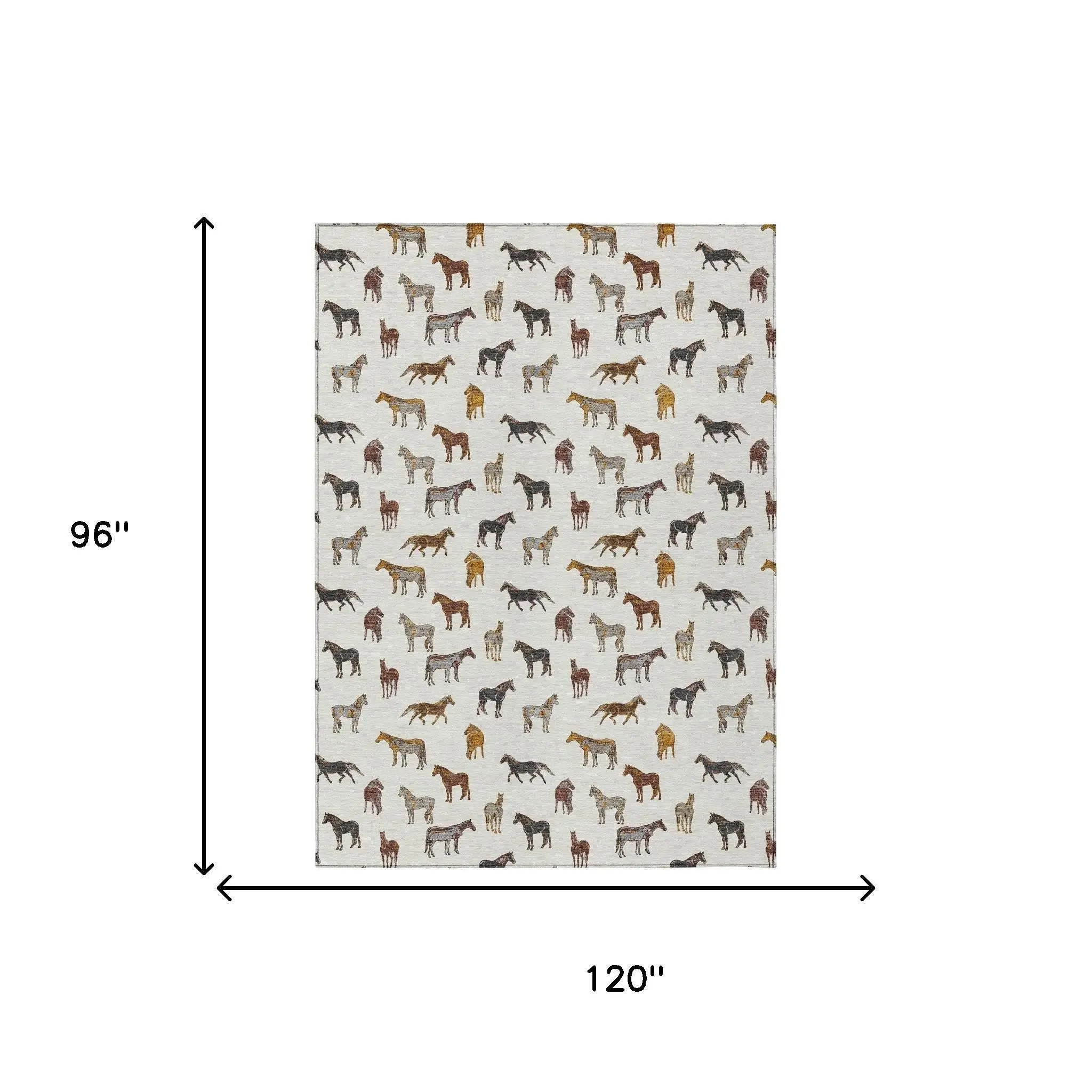 8' X 10' Ivory And Gold Horse Washable Indoor Outdoor Area Rug Homeroots Outdoor