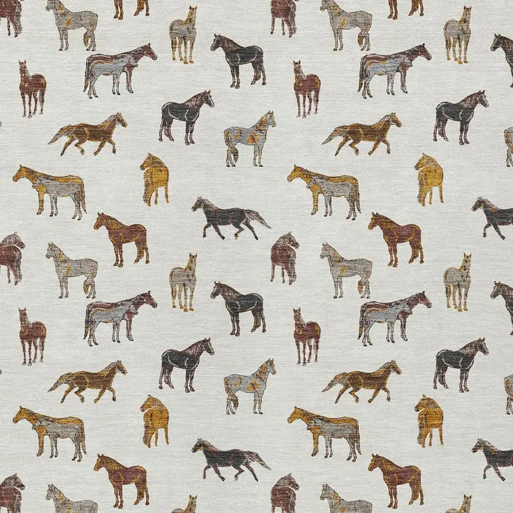 8' X 10' Ivory And Gold Horse Washable Indoor Outdoor Area Rug Homeroots Outdoor