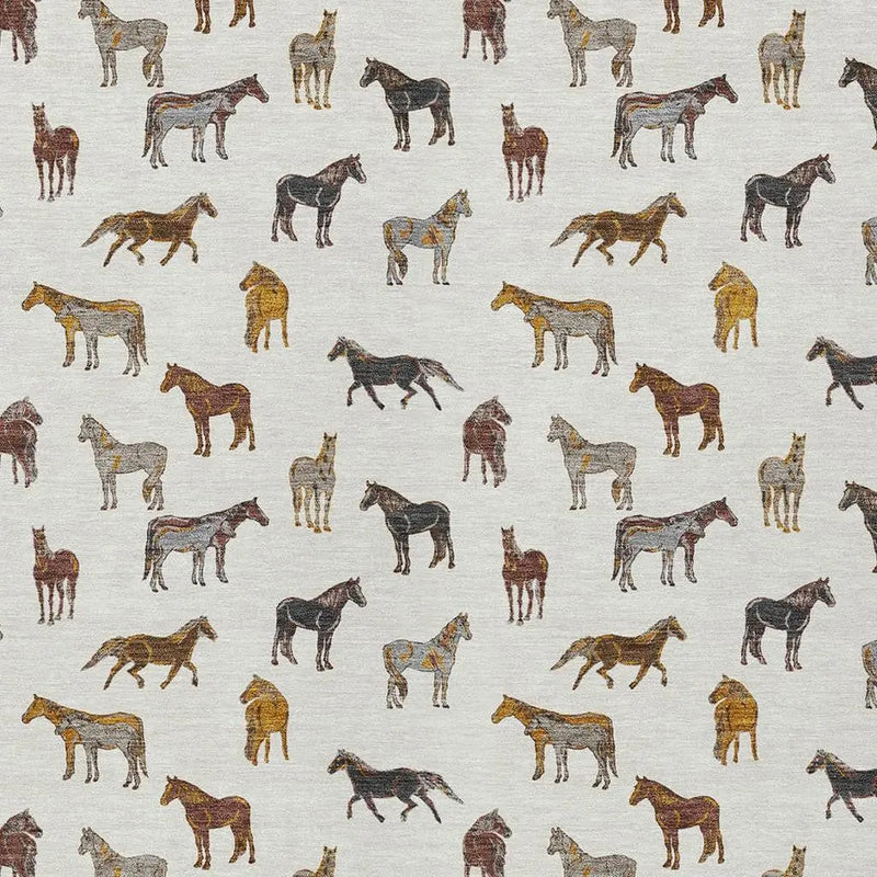 8' X 10' Ivory And Gold Horse Washable Indoor Outdoor Area Rug Homeroots Outdoor
