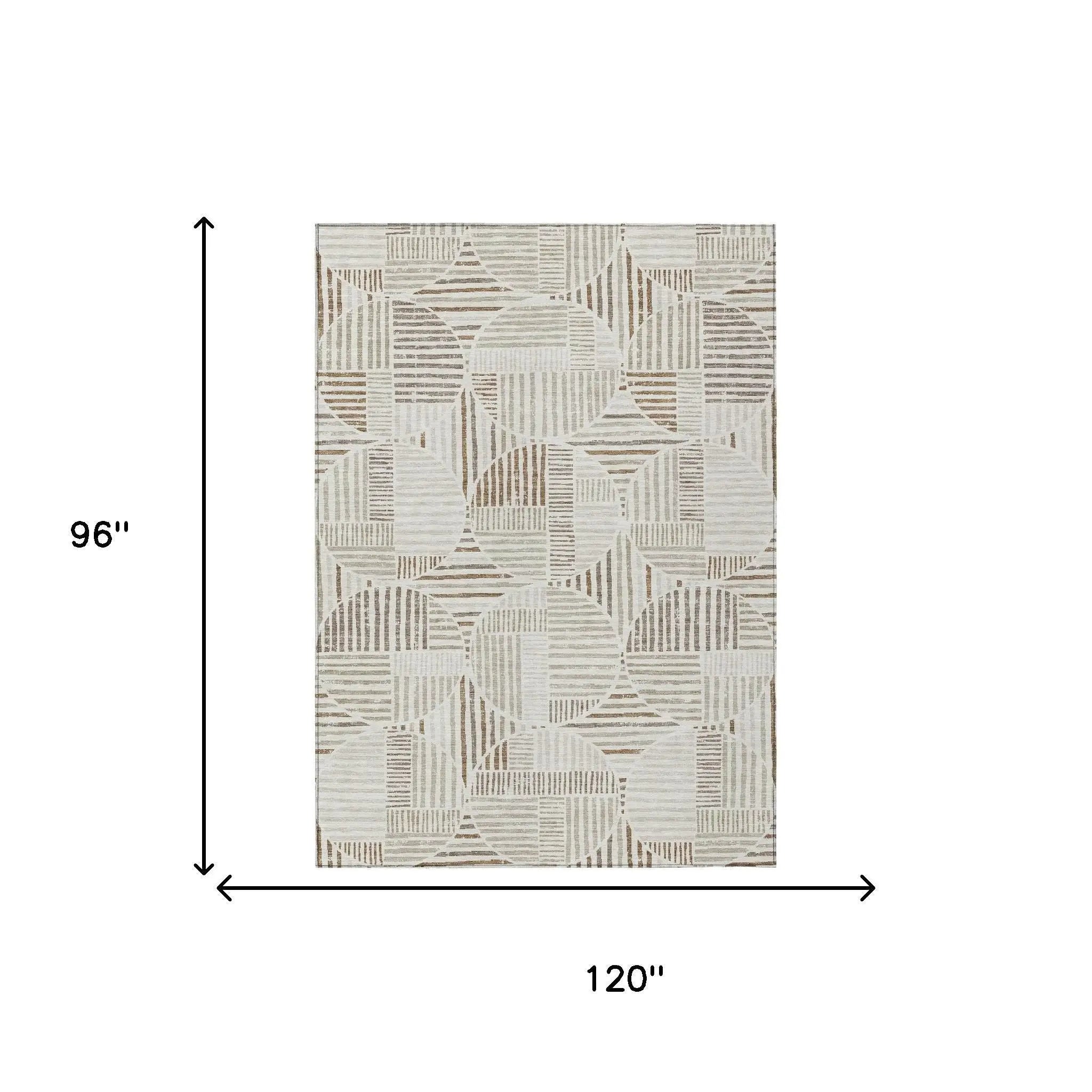 8' X 10' Ivory And Graphite Geometric Washable Indoor Outdoor Area Rug Homeroots Outdoor