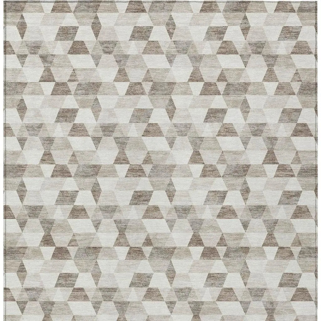 8' X 10' Ivory And Graphite Geometric Washable Indoor Outdoor Area Rug Homeroots Outdoor