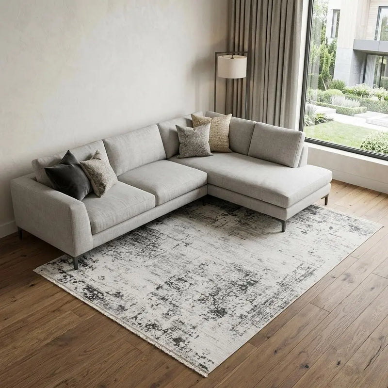 8' X 10' Ivory And Gray Abstract Area Rug Homeroots Home Decor