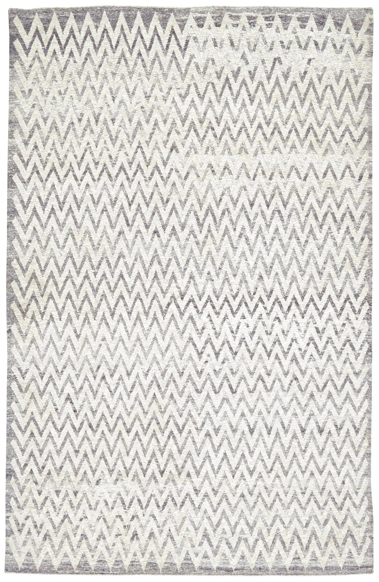 8' X 10' Ivory And Gray Abstract Hand Knotted Area Rug Homeroots Home Decor
