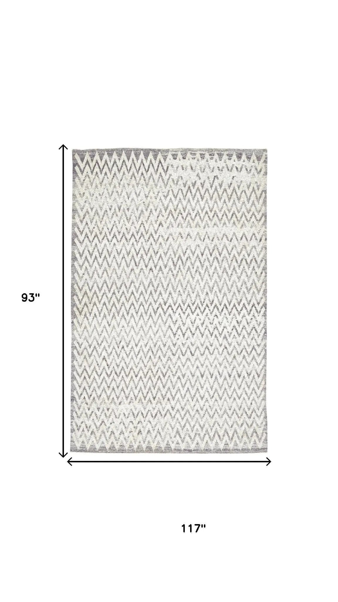 8' X 10' Ivory And Gray Abstract Hand Knotted Area Rug Homeroots Home Decor
