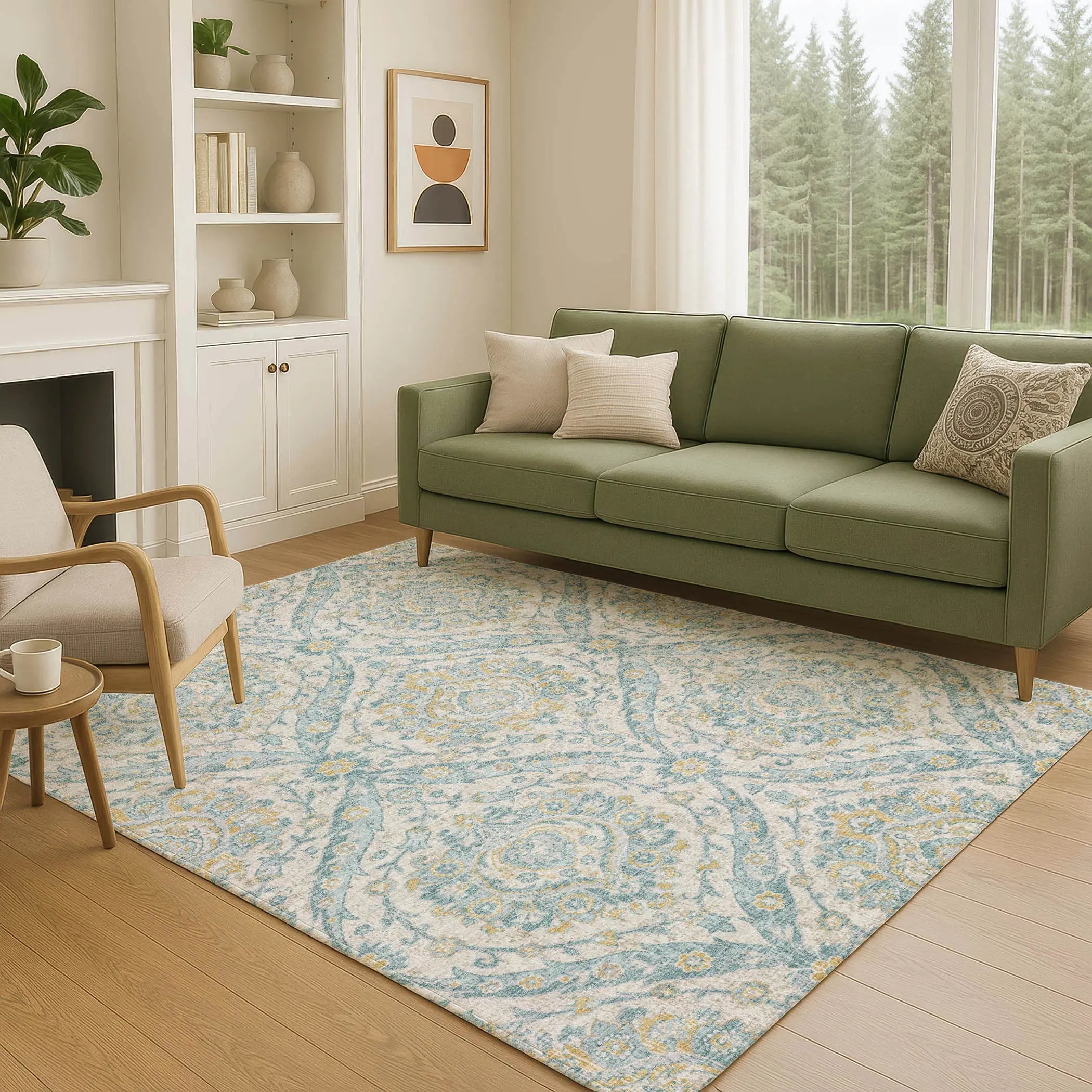 8' X 10' Ivory And Gray Floral Washable Indoor Outdoor Area Rug Homeroots Outdoor