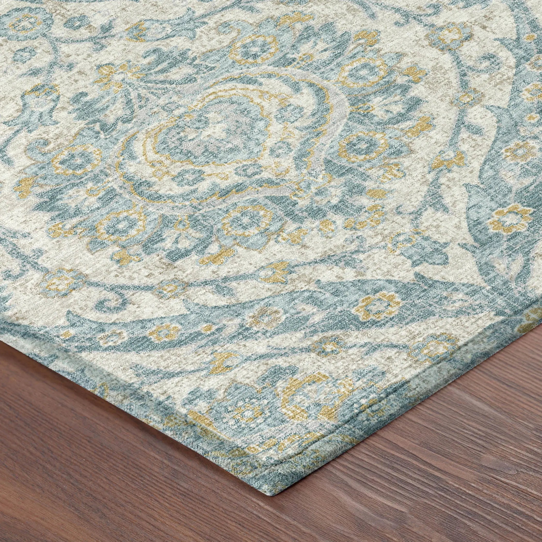 8' X 10' Ivory And Gray Floral Washable Indoor Outdoor Area Rug Homeroots Outdoor