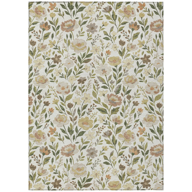 8' X 10' Ivory And Gray Floral Washable Indoor Outdoor Area Rug Homeroots Outdoor