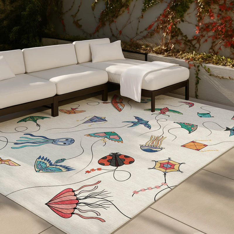 8' X 10' Ivory And Gray Geometric Washable Indoor Outdoor Area Rug Homeroots Outdoor