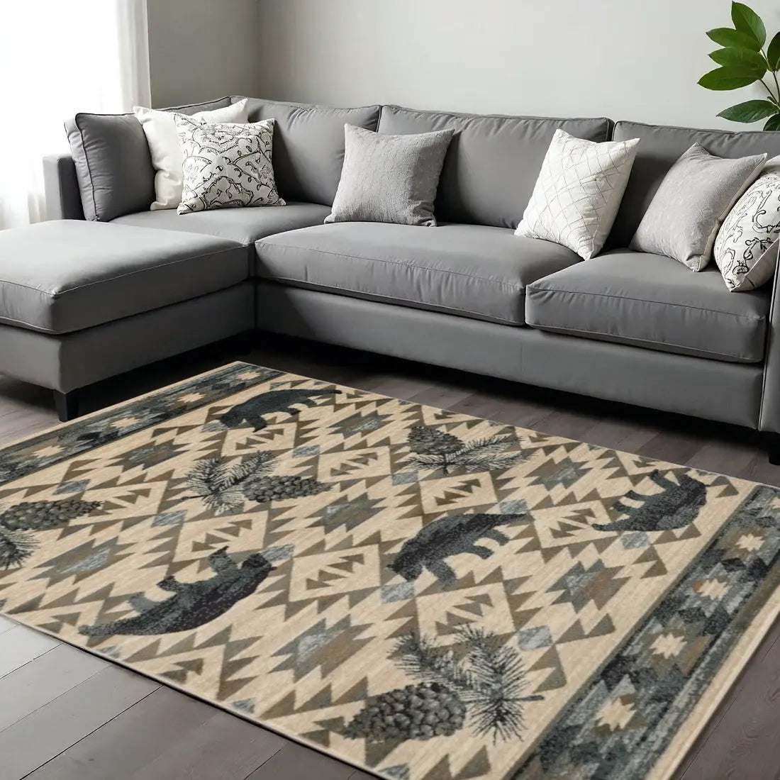 8' X 10' Ivory And Gray Woodland Lodge Area Rug Homeroots Home Decor
