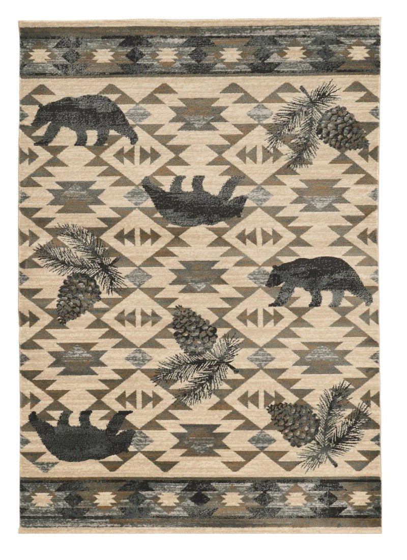 8' X 10' Ivory And Gray Woodland Lodge Area Rug Homeroots Home Decor
