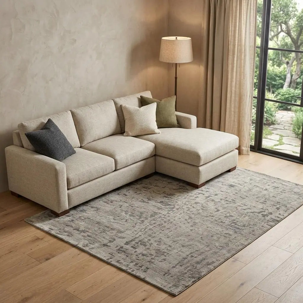 8' X 10' Ivory And Gray Wool Abstract Hand Knotted Area Rug Homeroots Home Decor