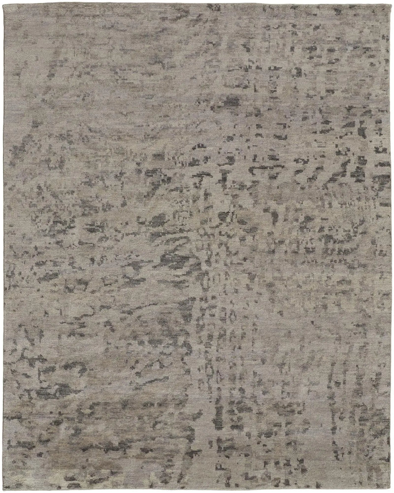 8' X 10' Ivory And Gray Wool Abstract Hand Knotted Area Rug Homeroots Home Decor