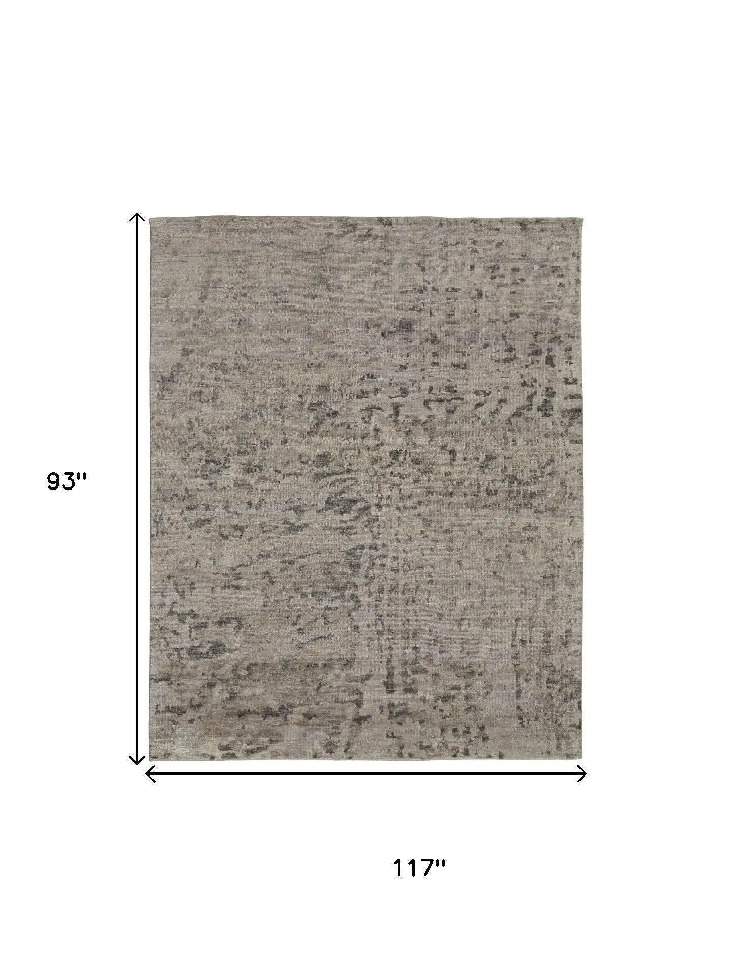 8' X 10' Ivory And Gray Wool Abstract Hand Knotted Area Rug Homeroots Home Decor