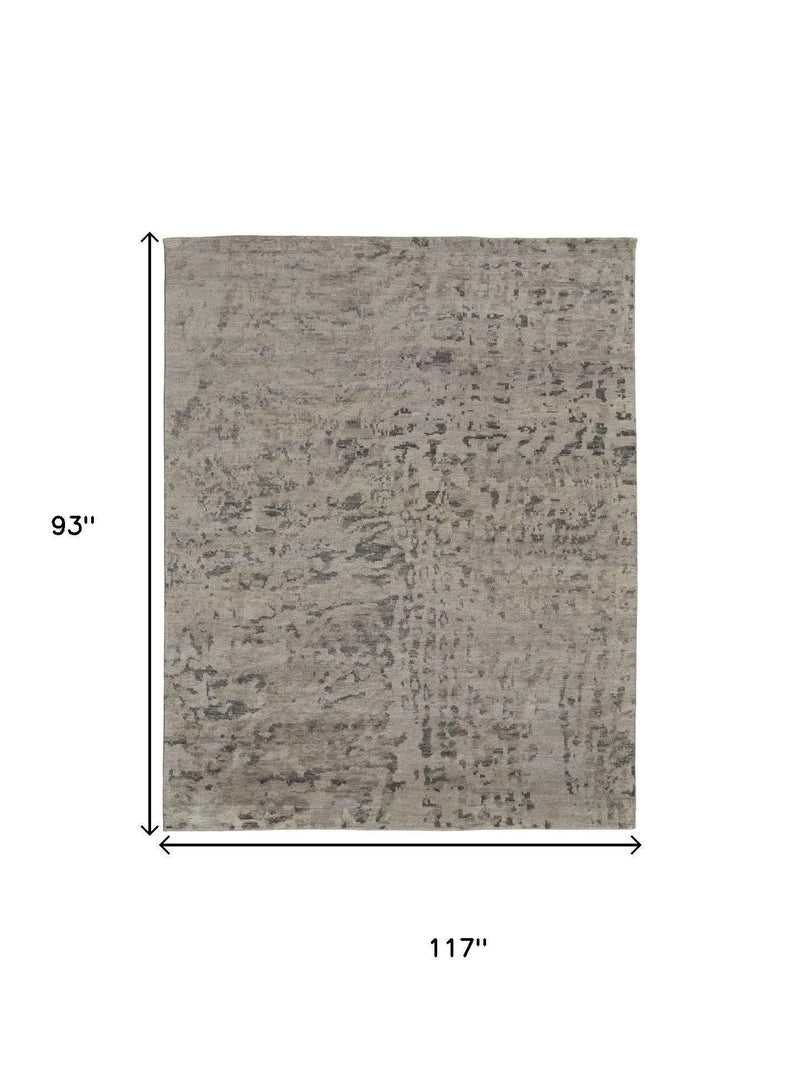 8' X 10' Ivory And Gray Wool Abstract Hand Knotted Area Rug Homeroots Home Decor