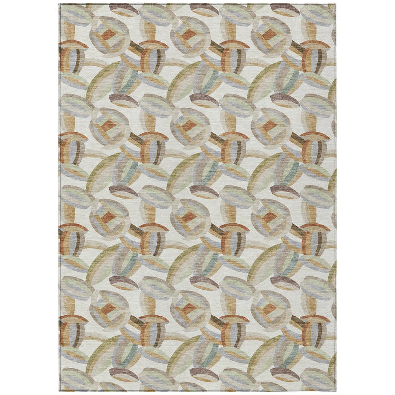 8' X 10' Ivory And Green Abstract Washable Indoor Outdoor Area Rug Homeroots Outdoor