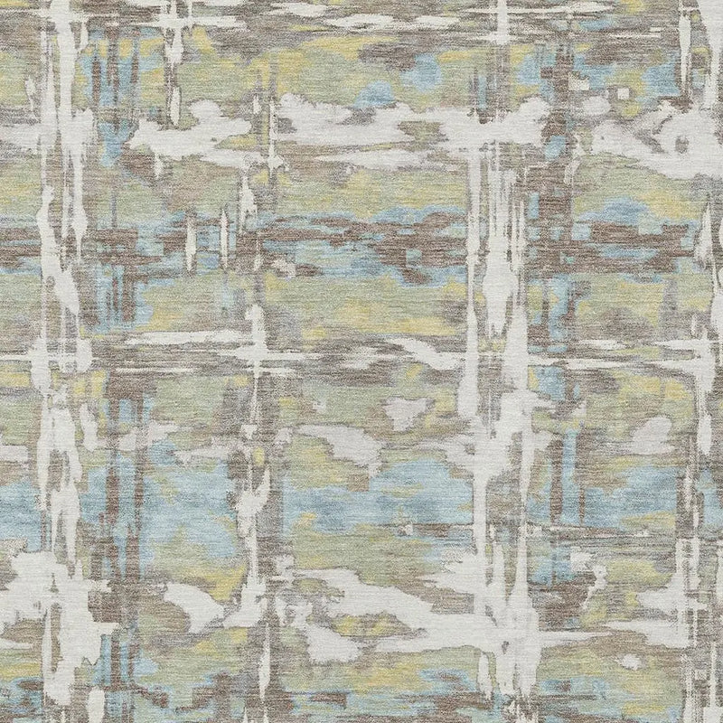 8' X 10' Ivory And Green Abstract Washable Indoor Outdoor Area Rug Homeroots Outdoor