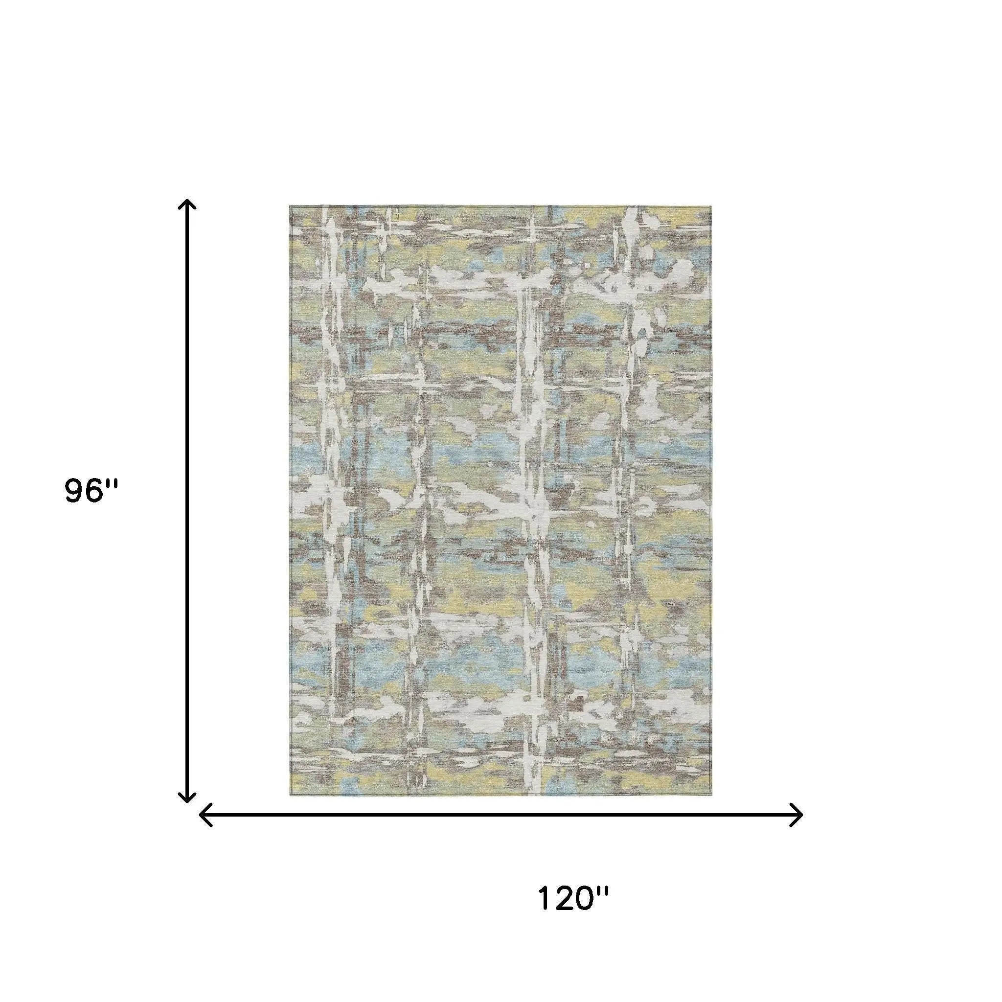 8' X 10' Ivory And Green Abstract Washable Indoor Outdoor Area Rug Homeroots Outdoor