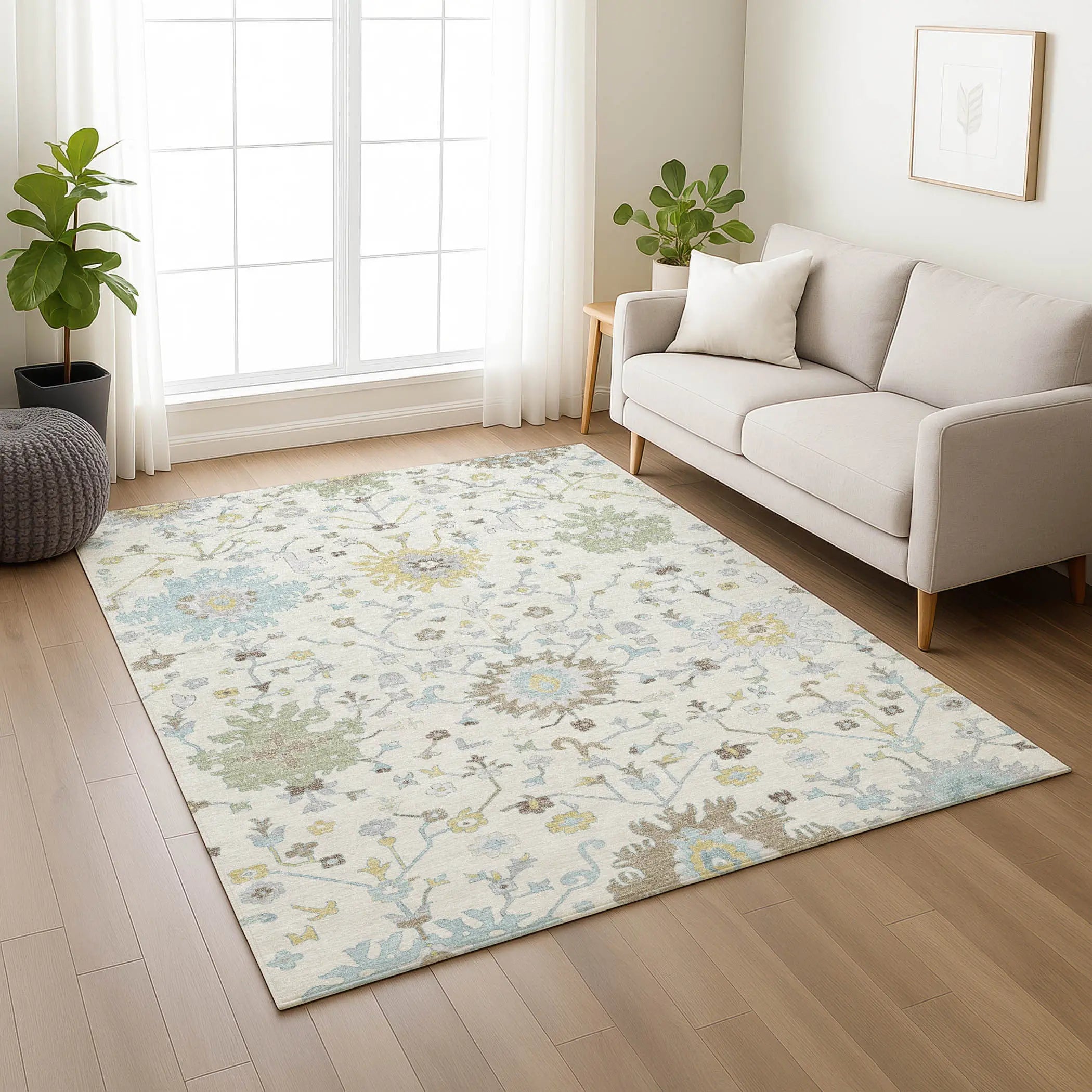8' X 10' Ivory And Green Faux Bois Washable Indoor Outdoor Area Rug Homeroots Outdoor