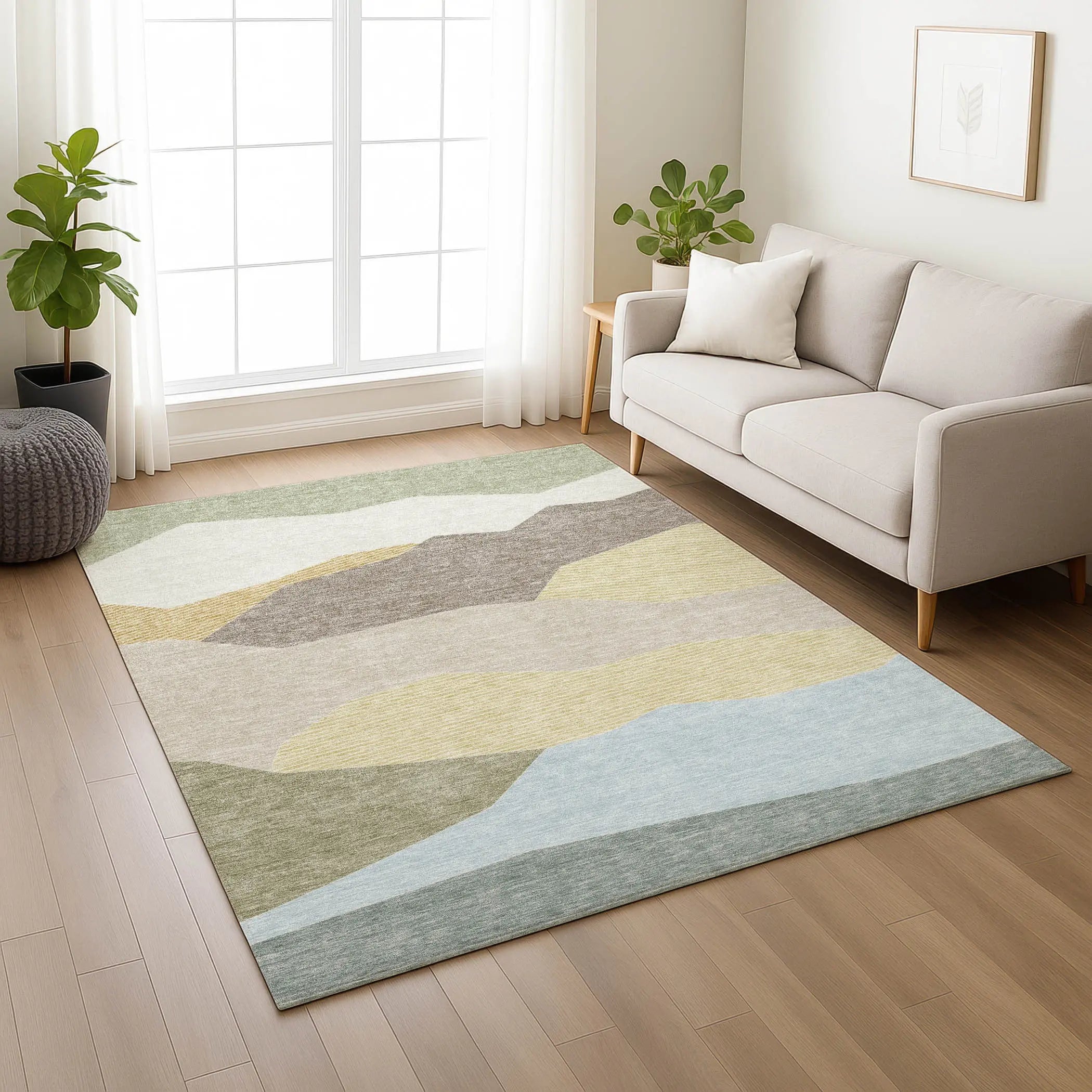 8' X 10' Ivory And Green Geometric Washable Indoor Outdoor Area Rug Homeroots Outdoor