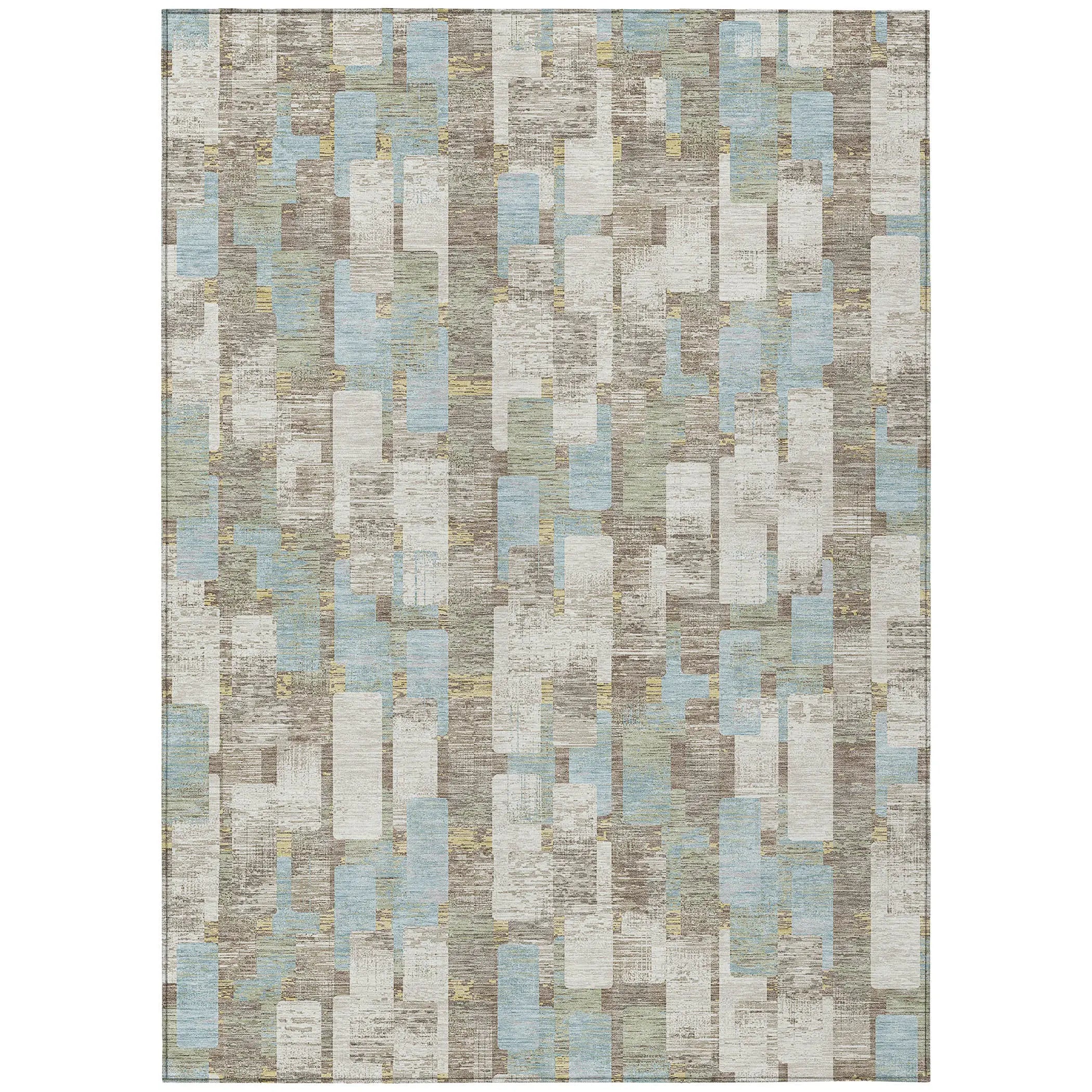 8' X 10' Ivory And Khaki Geometric Washable Indoor Outdoor Area Rug Homeroots Outdoor