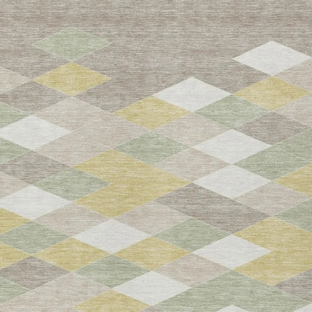 8' X 10' Ivory And Khaki Geometric Washable Indoor Outdoor Area Rug Homeroots Outdoor