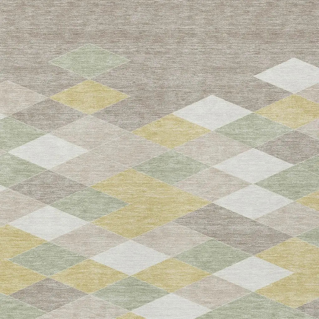8' X 10' Ivory And Khaki Geometric Washable Indoor Outdoor Area Rug Homeroots Outdoor