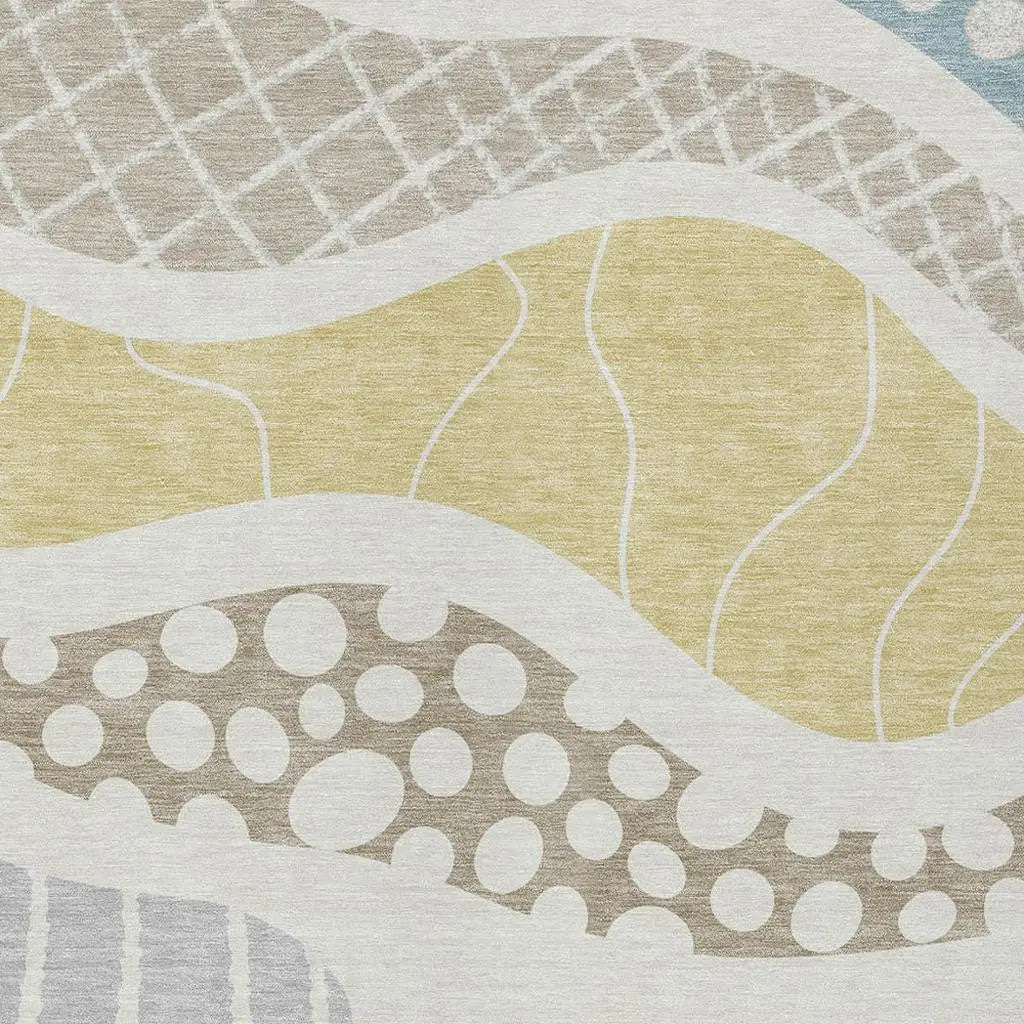 8' X 10' Ivory And Linen Abstract Washable Indoor Outdoor Area Rug Homeroots Outdoor