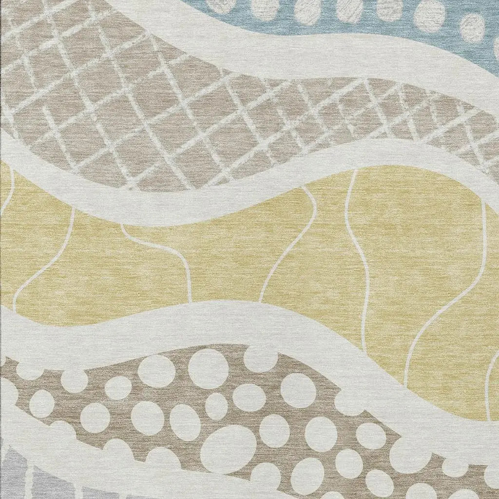 8' X 10' Ivory And Linen Abstract Washable Indoor Outdoor Area Rug Homeroots Outdoor