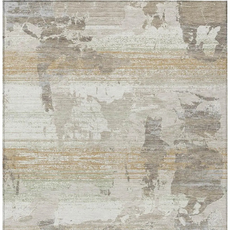 8' X 10' Ivory And Linen Abstract Washable Indoor Outdoor Area Rug Homeroots Outdoor