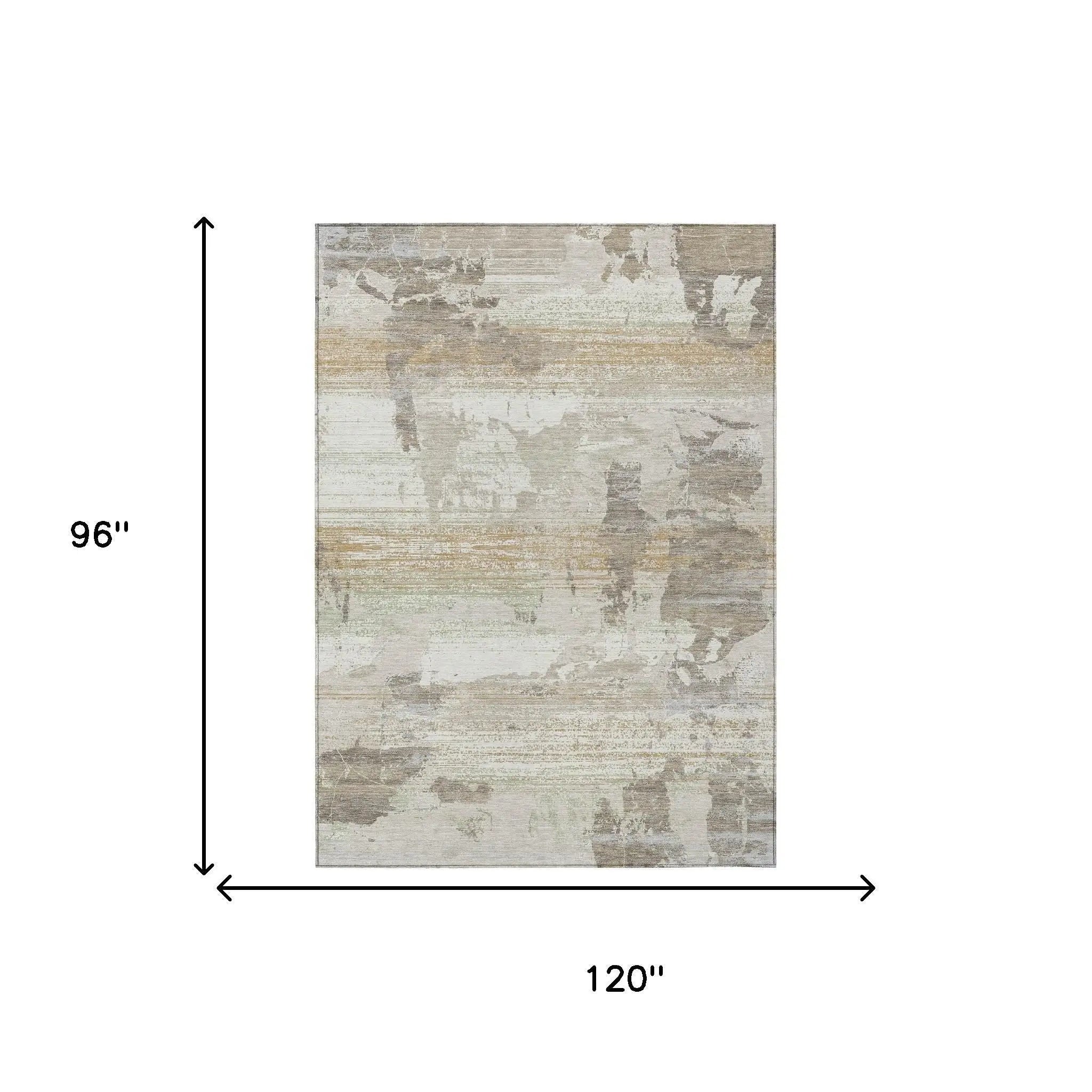 8' X 10' Ivory And Linen Abstract Washable Indoor Outdoor Area Rug Homeroots Outdoor