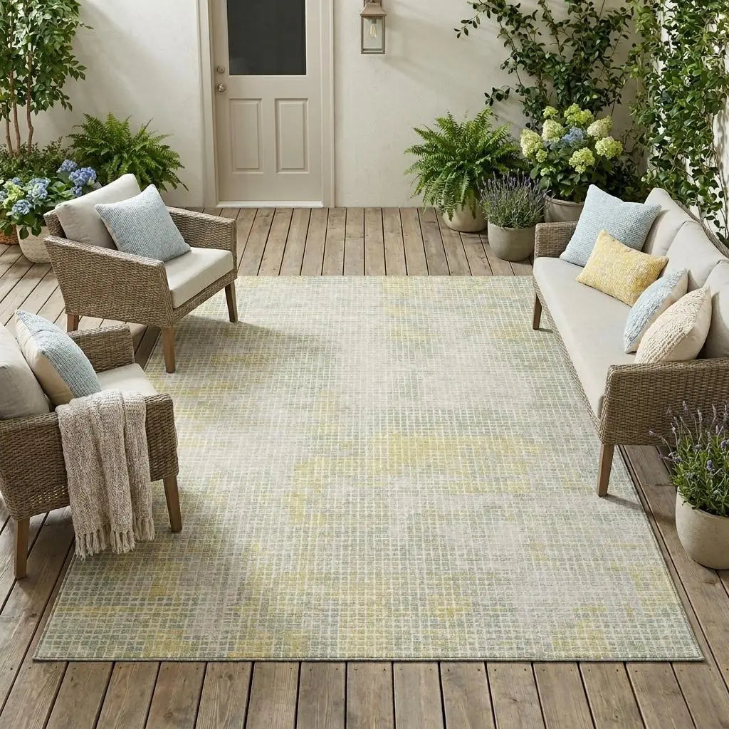 8' X 10' Ivory And Linen Abstract Washable Indoor Outdoor Area Rug Homeroots Outdoor