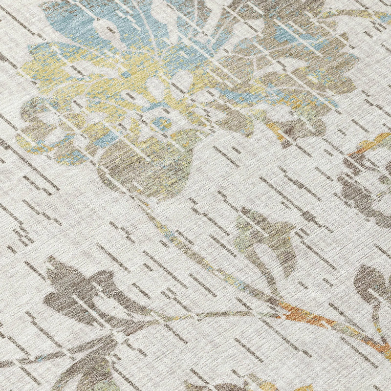 8' X 10' Ivory And Linen Floral Washable Indoor Outdoor Area Rug Homeroots Outdoor