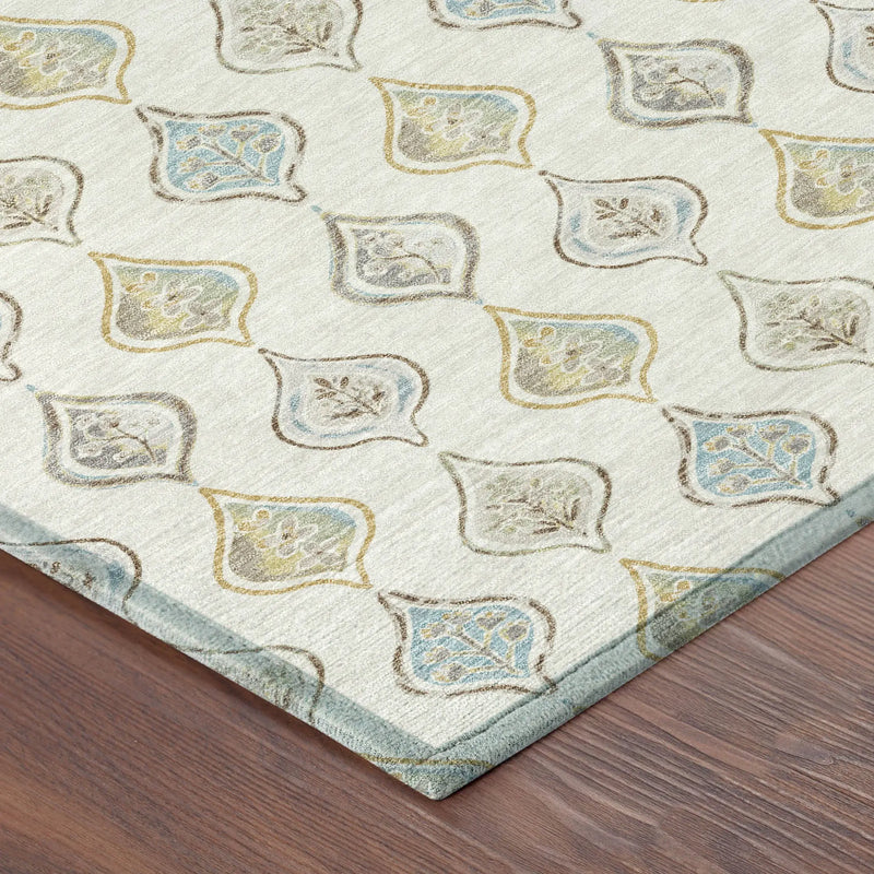 8' X 10' Ivory And Linen Floral Washable Indoor Outdoor Area Rug Homeroots Outdoor