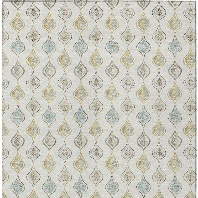 8' X 10' Ivory And Linen Floral Washable Indoor Outdoor Area Rug Homeroots Outdoor