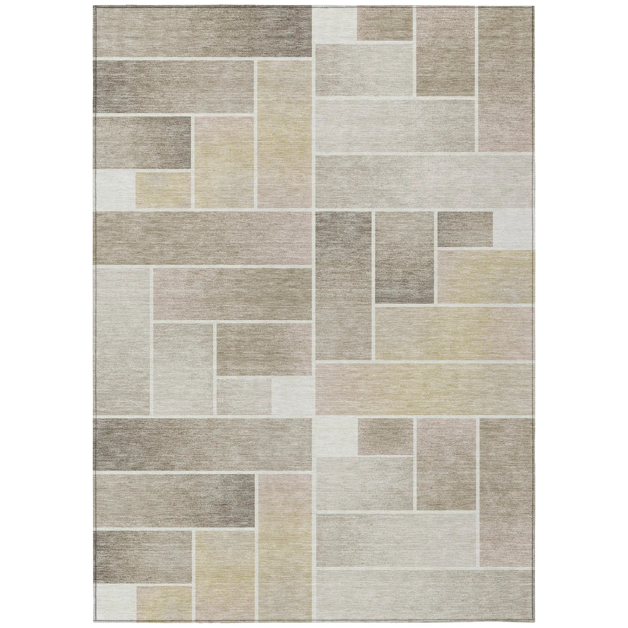 8' X 10' Ivory And Linen Geometric Washable Indoor Outdoor Area Rug Homeroots Outdoor