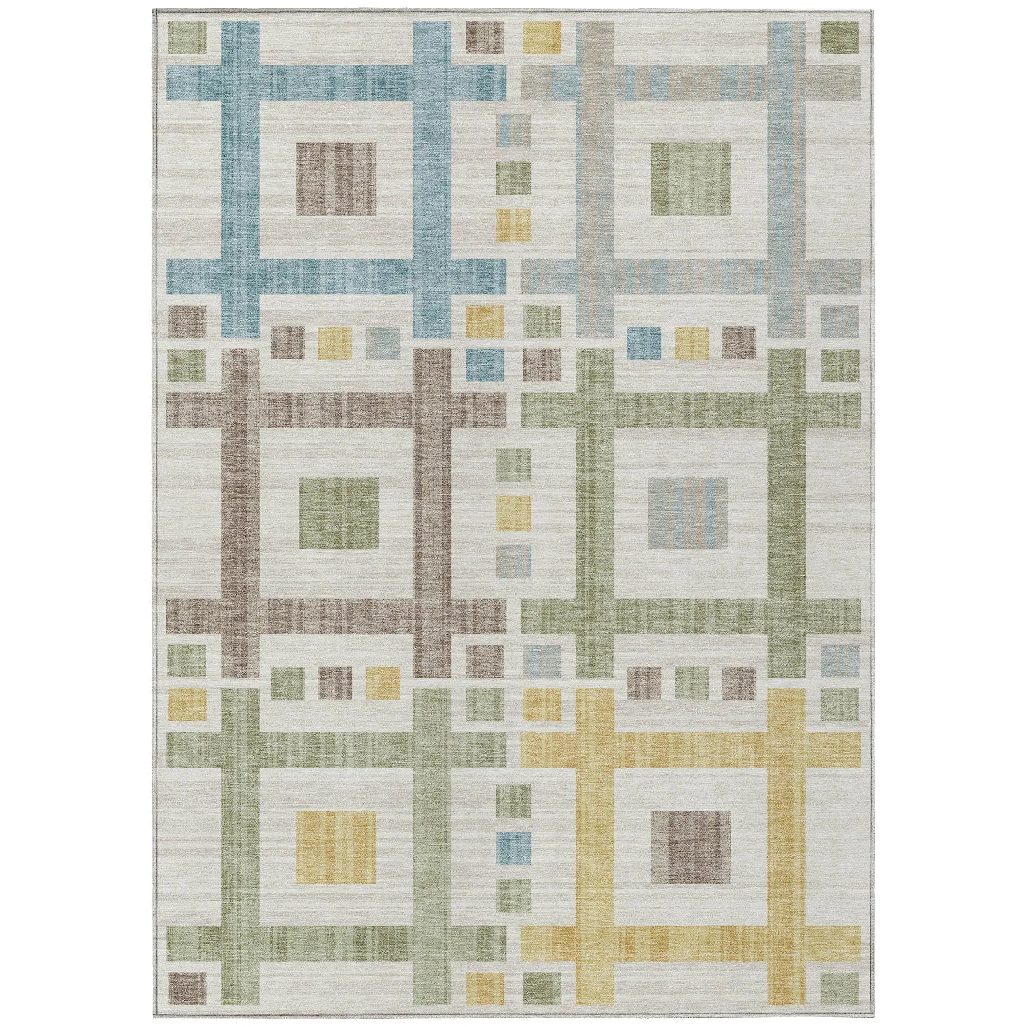 8' X 10' Ivory And Linen Geometric Washable Indoor Outdoor Area Rug Homeroots Outdoor