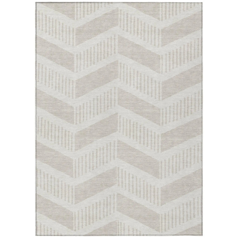 8' X 10' Ivory And Linen Geometric Washable Indoor Outdoor Area Rug Homeroots Outdoor
