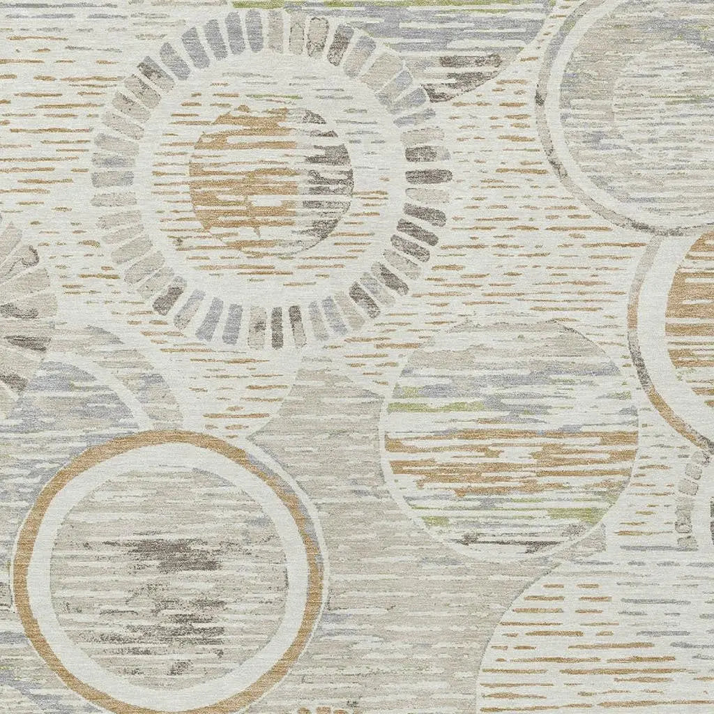 8' X 10' Ivory And Linen Geometric Washable Indoor Outdoor Area Rug Homeroots Outdoor