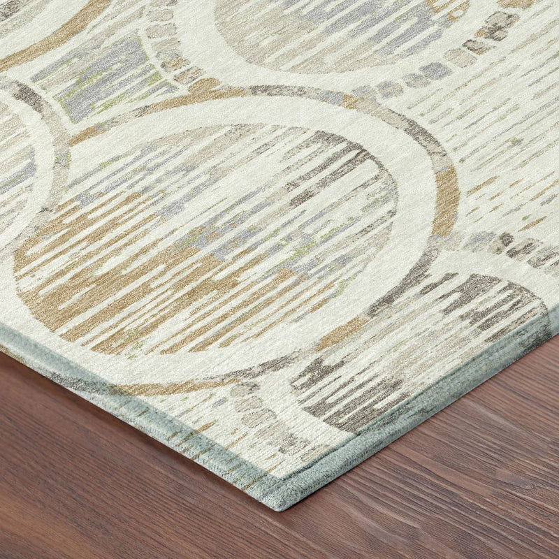 8' X 10' Ivory And Linen Geometric Washable Indoor Outdoor Area Rug Homeroots Outdoor