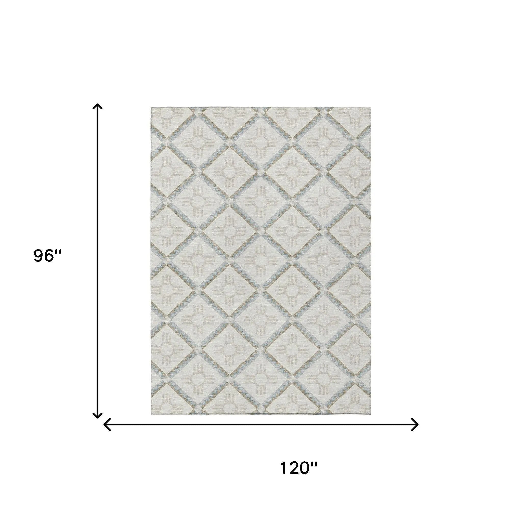8' X 10' Ivory And Linen Geometric Washable Indoor Outdoor Area Rug Homeroots Outdoor