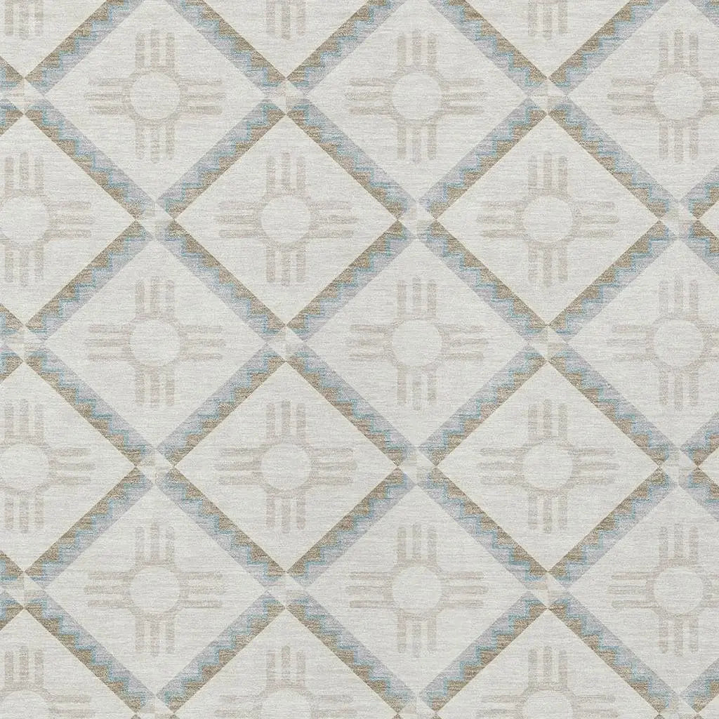8' X 10' Ivory And Linen Geometric Washable Indoor Outdoor Area Rug Homeroots Outdoor