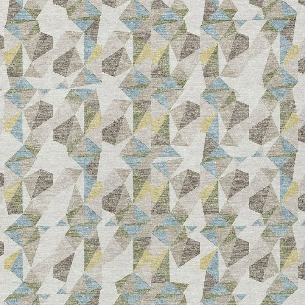 8' X 10' Ivory And Linen Geometric Washable Indoor Outdoor Area Rug Homeroots Outdoor