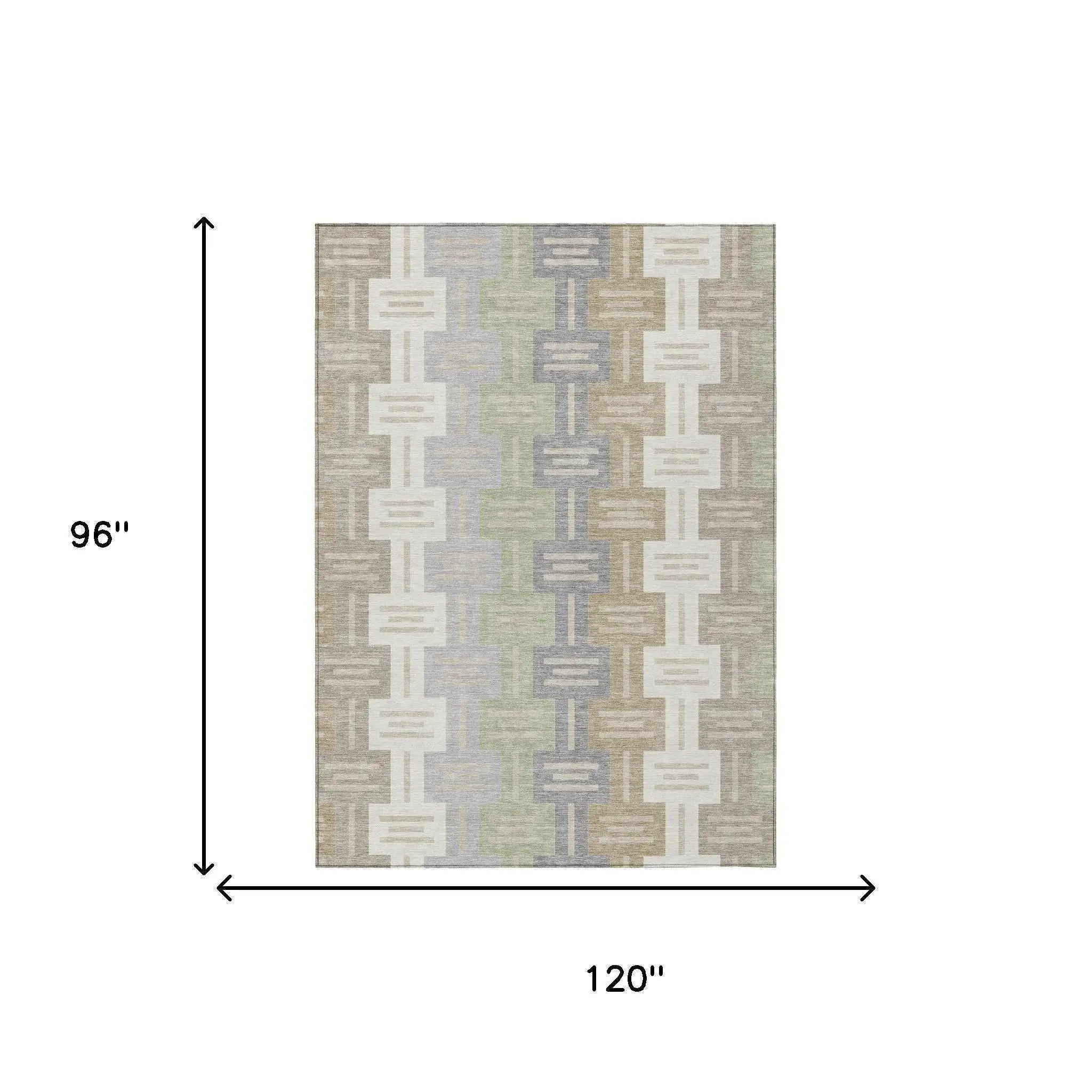 8' X 10' Ivory And Linen Geometric Washable Indoor Outdoor Area Rug Homeroots Outdoor