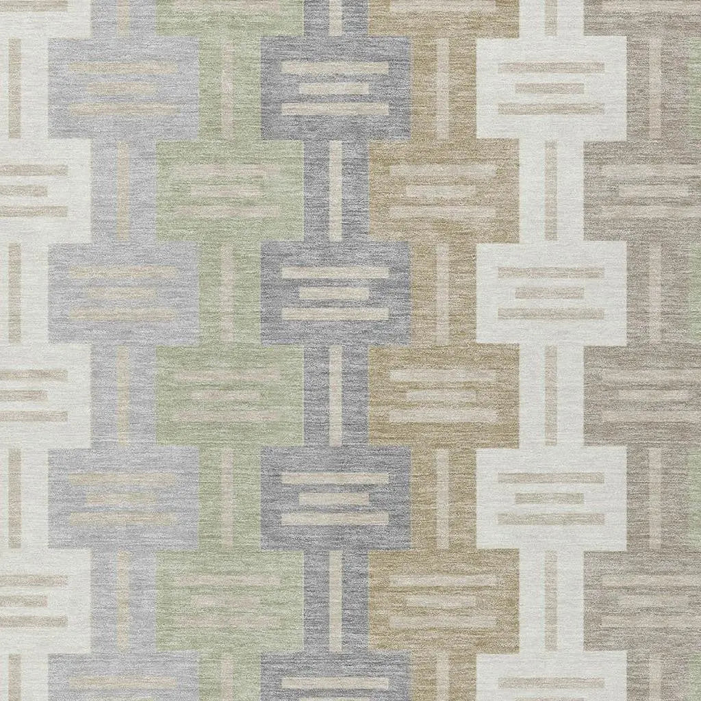 8' X 10' Ivory And Linen Geometric Washable Indoor Outdoor Area Rug Homeroots Outdoor