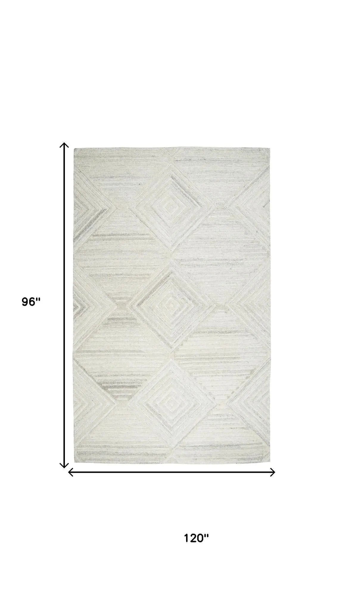 8' X 10' Ivory And Natural Wool Diamond Hand Tufted Area Rug Homeroots Home Decor