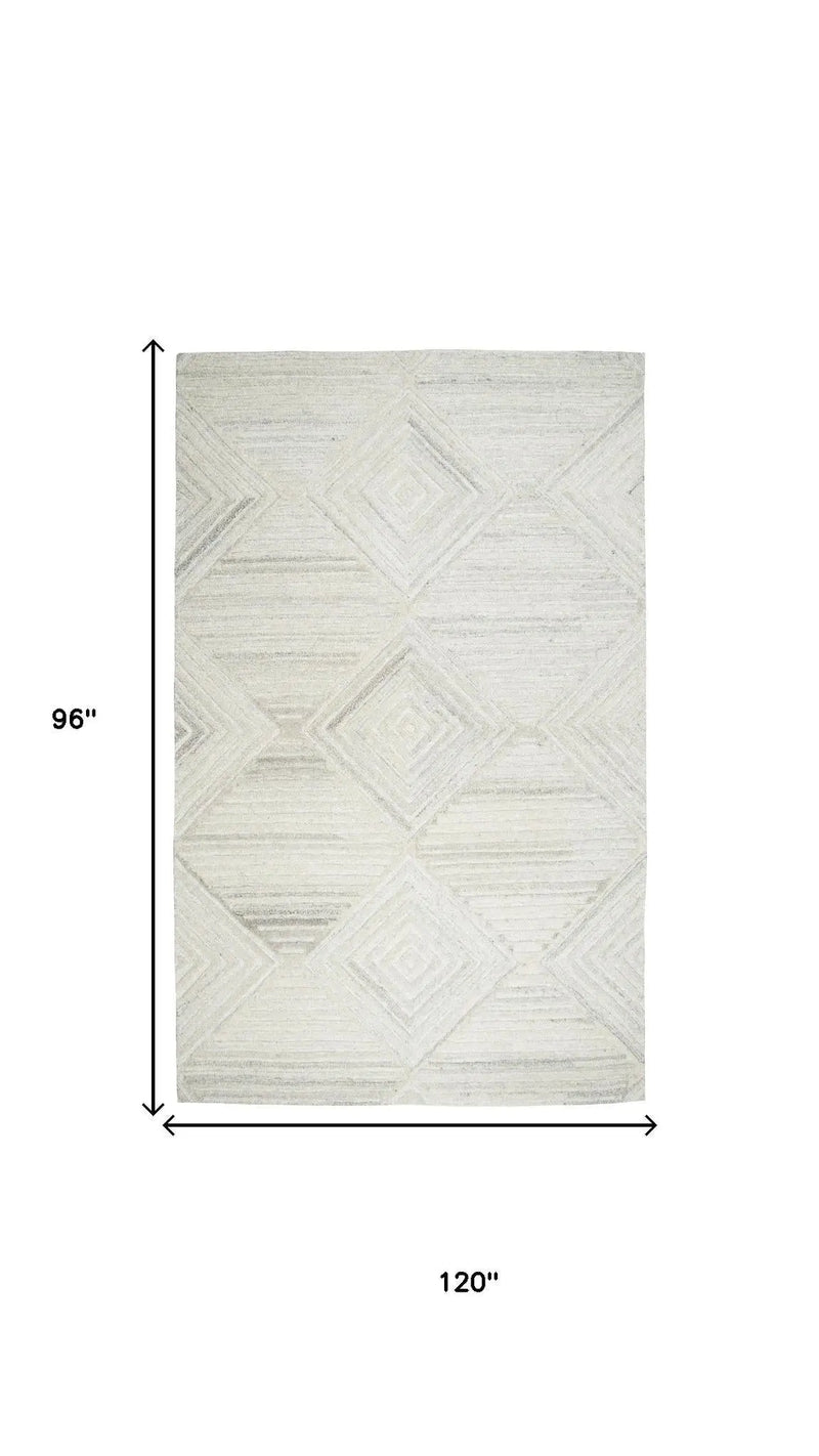 8' X 10' Ivory And Natural Wool Diamond Hand Tufted Area Rug Homeroots Home Decor
