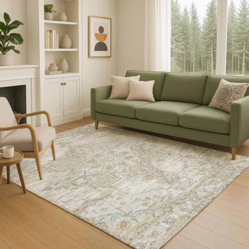 8' X 10' Ivory And Orange Oriental Washable Indoor Outdoor Area Rug Homeroots Outdoor