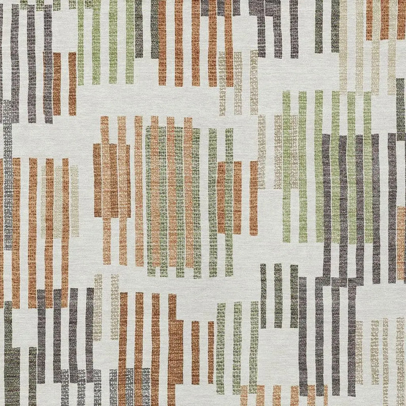 8' X 10' Ivory And Orange Striped Washable Indoor Outdoor Area Rug Homeroots Outdoor